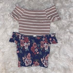 2 pk - Off The Shoulder Crop Tops